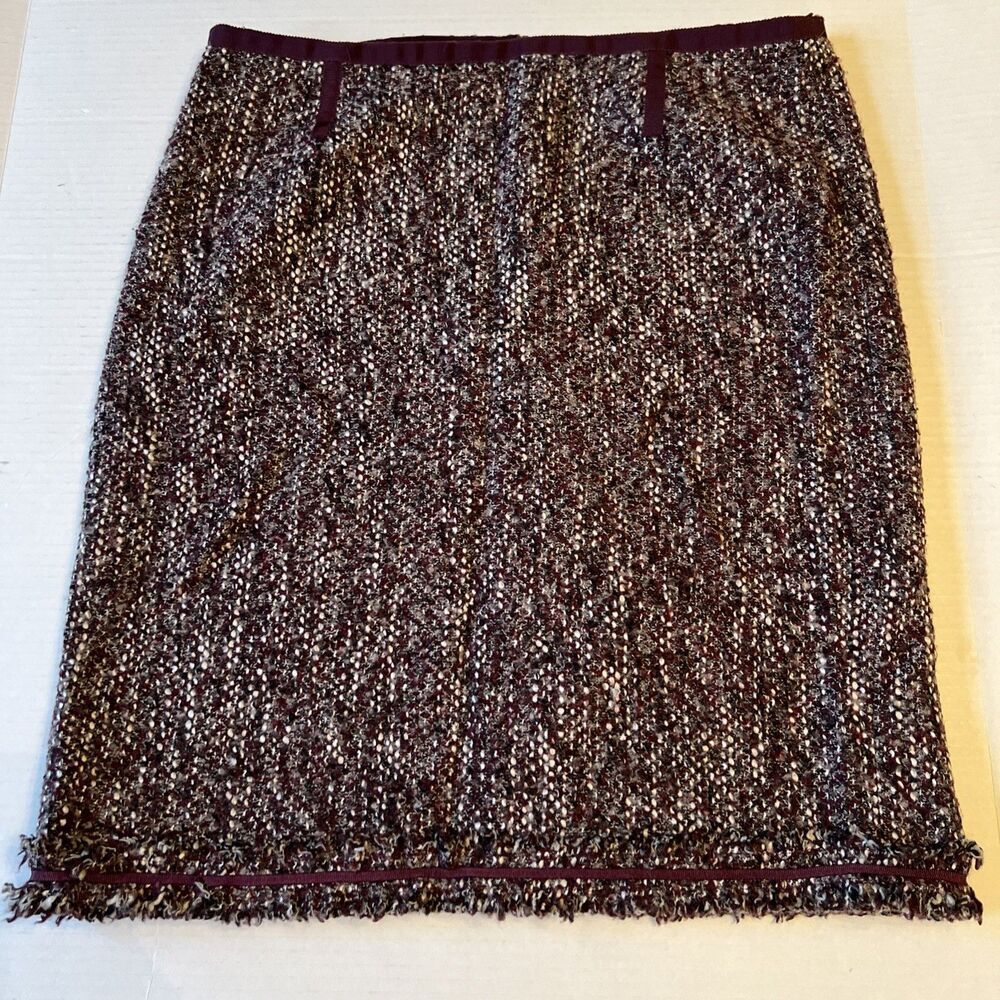 Talbots Sz 8-10 Wool Blend Skirt Zip Back Slit Lined Burgundy Maroon EXCELLENT
